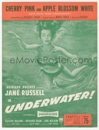3x267 UNDERWATER sheet music R1960s sexy diver Jane Russell, Cherry Pink & Apple Blossom White!