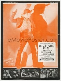 3x108 GAY DEFENDER English trade ad 1928 Richard Dix & sexy Thelma Todd in Old California!