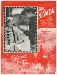 3x110 NEVADA English trade ad 1928 great image of Thelma Todd & Gary Cooper, Zane Grey novel!