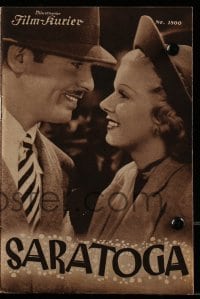 3x457 SARATOGA Austrian program 1937 different images of Clark Gable & beautiful Jean Harlow!