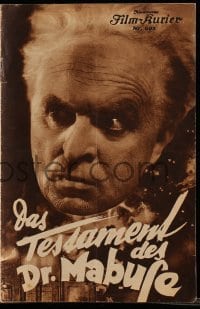 3x479 TESTAMENT OF DR. MABUSE Austrian program 1933 Fritz Lang's psychotic criminal genius!