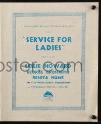 3x520 SERVICE FOR LADIES English pressbook 1932 Leslie Howard, directed by Alexander Korda!