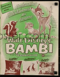 3x546 BAMBI pressbook R1957 Walt Disney cartoon deer classic, great images with Thumper & Flower!