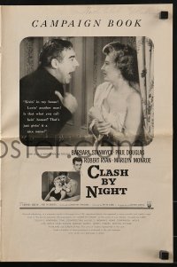 3x598 CLASH BY NIGHT pressbook 1952 Fritz Lang, Barbara Stanwyck, Douglas, Marilyn Monroe shown!