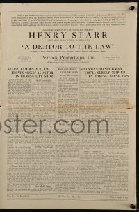 3x614 DEBTOR TO THE LAW pressbook 1919 real life outlaw Henry Starr, The Man Who Stole a Million!