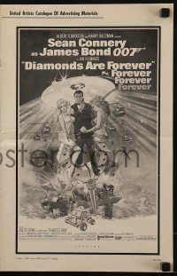 3x618 DIAMONDS ARE FOREVER pressbook 1971 McGinnis art of Sean Connery as James Bond 007!