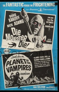 3x619 DIE MONSTER DIE/PLANET OF THE VAMPIRES pressbook 1965 the fantastic versus the frightening!