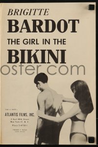 3x668 GIRL IN THE BIKINI pressbook 1958 great images of sexy Brigitte Bardot in skimpy swimsuit!