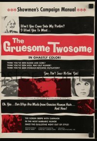 3x681 GRUESOME TWOSOME pressbook 1967 Herschell G. Lewis, the screen seeps with carnage!