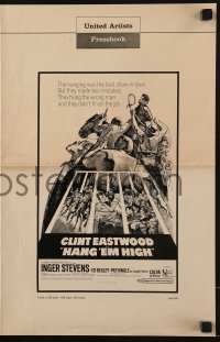 3x687 HANG 'EM HIGH pressbook 1968 cowboys Clint Eastwood & Dennis Hopper, Sandy Kossin art!