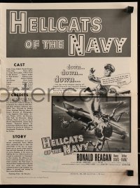 3x690 HELLCATS OF THE NAVY pressbook 1957 art of Ronald Reagan in the only movie he made with Nancy!