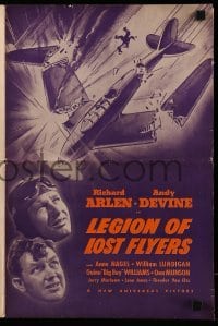 3x737 LEGION OF LOST FLYERS pressbook 1939 pilot Richard Arlen, Andy Devine, crashing airplane art!