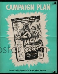 3x761 MAN BEAST pressbook 1956 great artwork of sub-human Yeti monster carrying its victim!