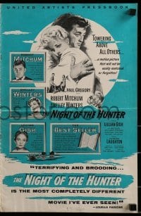 3x803 NIGHT OF THE HUNTER pressbook 1956 Robert Mitchum & Winters, Laughton's classic noir!