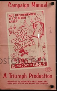 3x809 NOT TONITE HENRY pressbook 1961 sex classic, artwork of sexy woman in nightie!