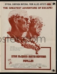 3x827 PAPILLON pressbook 1973 great art of prisoners Steve McQueen & Dustin Hoffman by Tom Jung!
