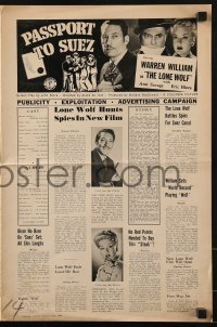 3x828 PASSPORT TO SUEZ pressbook 1943 Warren William as The Lone Wolf blasts a spy ring!