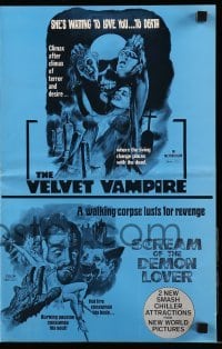 3x873 SCREAM OF THE DEMON LOVER/VELVET VAMPIRE pressbook 1970s waiting to love you to death!