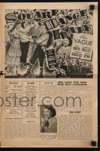 3x906 SQUARE DANCE KATY pressbook 1950 hillbilly Vera Vague, Governor Jimmie Davis & Sunshine Band!