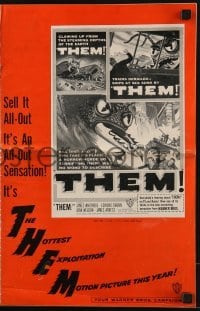 3x928 THEM pressbook 1954 classic sci-fi, a horror horde of giant bugs terrorizes people!