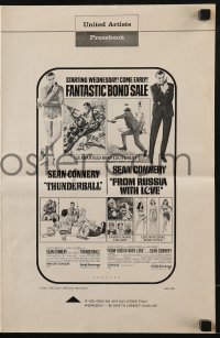 3x934 THUNDERBALL/FROM RUSSIA WITH LOVE pressbook 1968 sale of 2 of Sean Connery's best Bond roles!