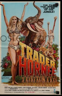 3x944 TRADER HORNEE pressbook 1970 African jungle sex, opens up to a poster with art by Ekaleri