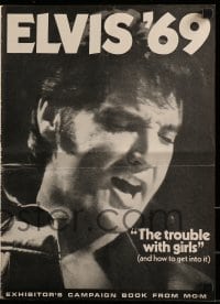 3x950 TROUBLE WITH GIRLS pressbook 1969 great gigantic close up art of smiling Elvis Presley!