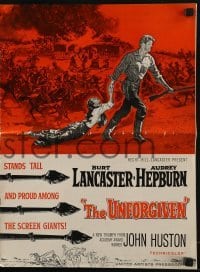 3x958 UNFORGIVEN pressbook 1960 Burt Lancaster, Audrey Hepburn, directed by John Huston!