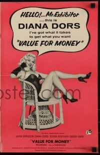 3x961 VALUE FOR MONEY pressbook 1957 sexy Diana Dors has what it takes to get you what you want!