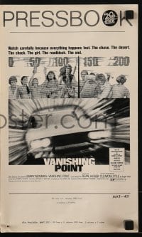 3x962 VANISHING POINT pressbook 1971 car chase cult classic, you never had a trip like this before!