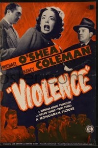 3x967 VIOLENCE pressbook 1947 Nancy Coleman, Michael O'Shea, Sheldon Leonard, fascism in America!