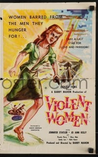 3x968 VIOLENT WOMEN pressbook 1959 Barry Mahon, female convicts barred from men they hunger for!