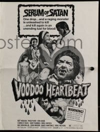 3x970 VOODOO HEARTBEAT pressbook 1972 Ray Molina, wacky serum of Satan, unleashed to kill!