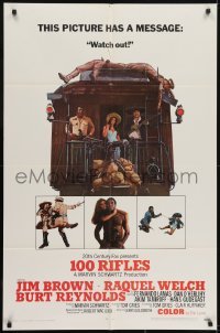 3y012 100 RIFLES style A 1sh 1969 Jim Brown, Raquel Welch & Burt Reynolds!