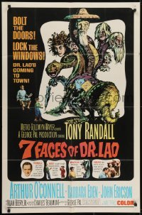 3y009 7 FACES OF DR. LAO 1sh 1964 great art of Tony Randall's personalities by Joseph Smith!