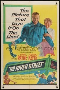 3y019 99 RIVER STREET 1sh 1953 John Payne with sexy double-crossing Evelyn Keyes & Peggie Castle!