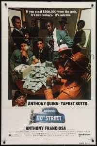 3y022 ACROSS 110th STREET 1sh 1972 Anthony Quinn, Yaphet Kotto has a HUGE pile of money!
