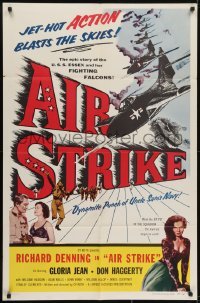 3y030 AIR STRIKE 1sh 1955 Uncle Sam's dynamite Navy, jet-hot ACTION blasts the skies!