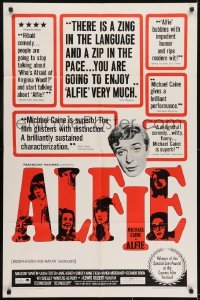 3y033 ALFIE 1sh 1966 British cad Michael Caine loves them & leaves them, ask any girl!