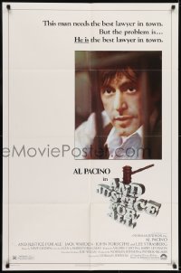 3y044 AND JUSTICE FOR ALL 1sh 1979 directed by Norman Jewison, Al Pacino is out of order!