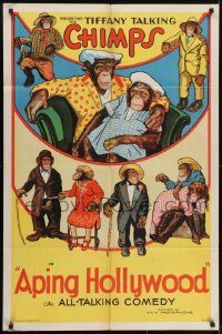 3y001 APING HOLLYWOOD style A 1sh 1931 Neufel, wild artwork of the wacky Tiffany Talking Chimps!