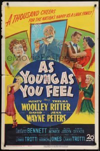 3y053 AS YOUNG AS YOU FEEL 1sh 1951 great art including young sexy Marilyn Monroe!