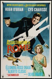 3y055 ASSASSINATION IN ROME 1sh 1968 different up art of Hugh O'Brian & sexy Cyd Charisse!