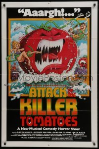 3y059 ATTACK OF THE KILLER TOMATOES 1sh 1979 wacky monster artwork by David Weisman!