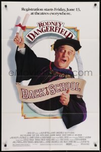 3y063 BACK TO SCHOOL advance 1sh 1986 Rodney Dangerfield goes to college with his son, great image!