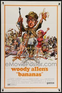 3y070 BANANAS 1sh 1971 great artwork of Woody Allen by E.C. Comics artist Jack Davis!