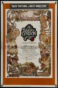 3y072 BARRY LYNDON 1sh 1975 Stanley Kubrick, Ryan O'Neal, great colorful art of cast by Gehm!
