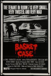 3y073 BASKET CASE 1sh R1984 he is very small, very twisted & VERY mad, Rugged Films re-release!