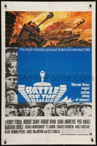 3y076 BATTLE OF THE BULGE int'l 1sh R1970 Henry Fonda, Robert Shaw, cool Thurston tank art!