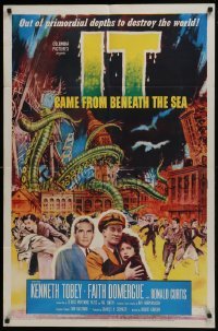 3y430 IT CAME FROM BENEATH THE SEA 1sh 1955 Ray Harryhausen, tidal wave of terror, cool art!